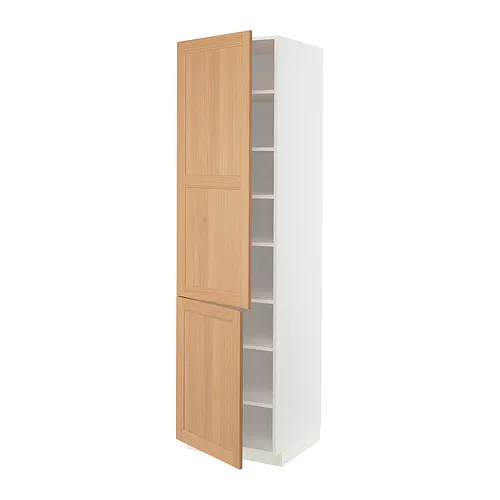 METOD - 雙門高櫃附層板, 白色/Vedhamn 橡木, 60x60x220 公分 | IKEA 線上購物 - PE839467_S4