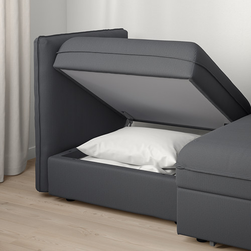 VALLENTUNA - 2-seat modular sofa with sofa-bed, and storage/Kelinge anthracite | IKEA Taiwan Online - PE794022_S4