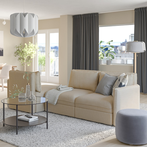 VALLENTUNA - 3-seat modular sofa with sofa-bed, with storage Hillared/beige | IKEA Taiwan Online - PE794049_S4