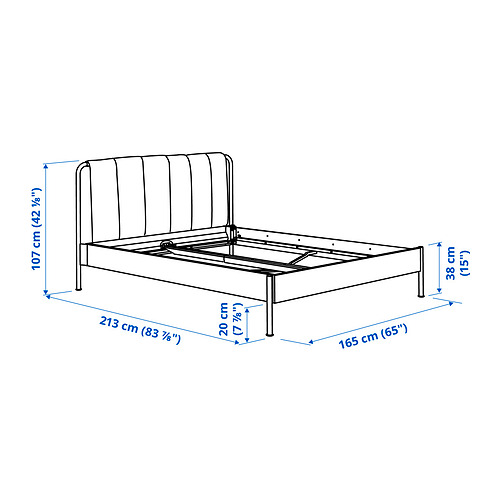 TÄLLÅSEN upholstered bed frame with mattress