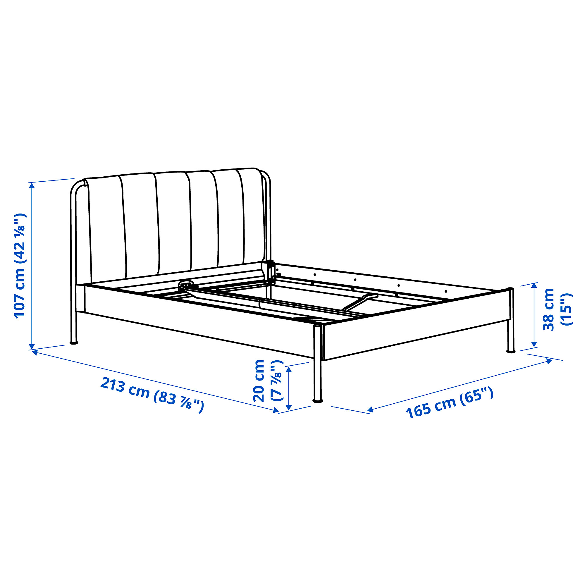 TÄLLÅSEN upholstered bed frame with mattress