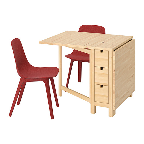 NORDEN/ODGER - table and 2 chairs, birch/red | IKEA Taiwan Online - PE839688_S4