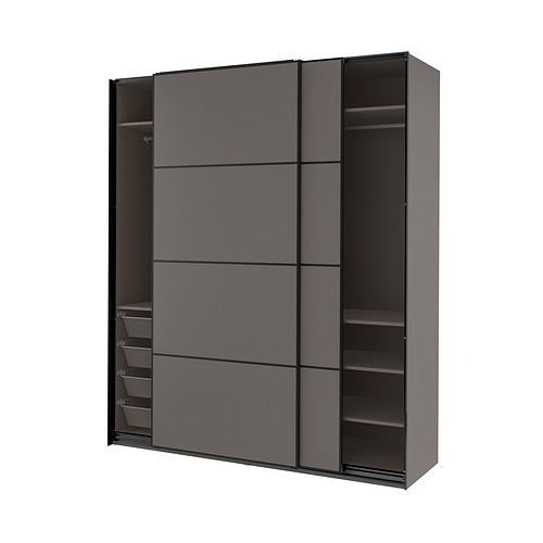 PAX/MEHAMN - 衣櫃/衣櫥組合, 深灰色/雙面設計 深灰色, 200x66x236 公分 | IKEA 線上購物 - PE839698_S4