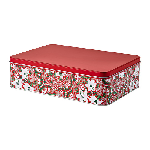 VINTERFINT - tin with lid, flower pattern red, 29x20x8 cm | IKEA Taiwan Online - E1017368_S4