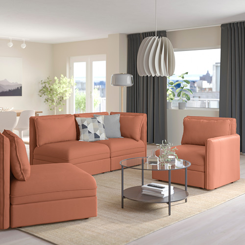 VALLENTUNA - modular corner sofa, 3-seat, with storage/Kelinge rust | IKEA Taiwan Online - PE794174_S4
