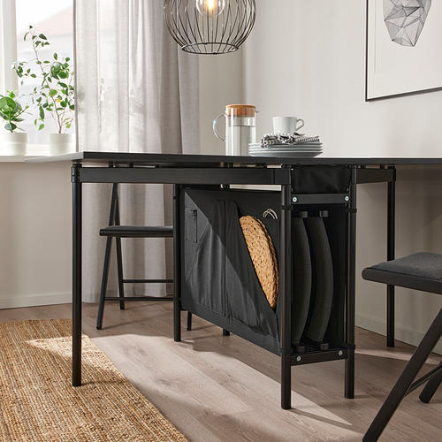 KALLHÄLL - gateleg table with storage, black/dark grey | IKEA Taiwan Online - PE839718_S4