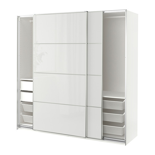 PAX/HOKKSUND - 衣櫃/衣櫥組合, 白色/高亮面 淺灰色, 200x66x201 公分 | IKEA 線上購物 - PE839757_S4