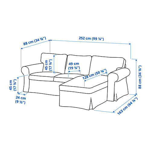 EKTORP - 3-seat sofa with chaise longue, Remmarn light grey | IKEA Taiwan Online - PE839797_S4