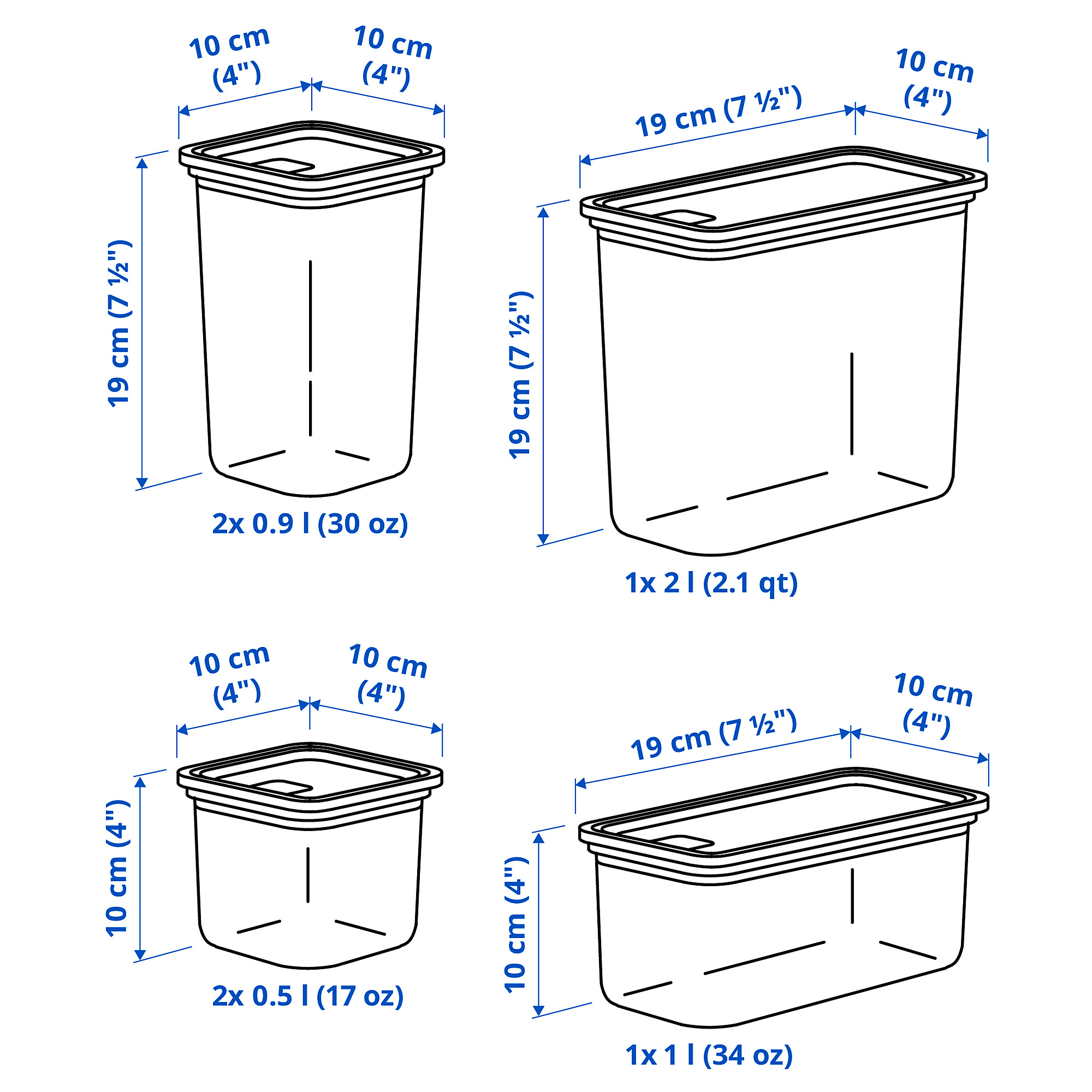 KORALLVIPPA dry food jar with lid, set of 6