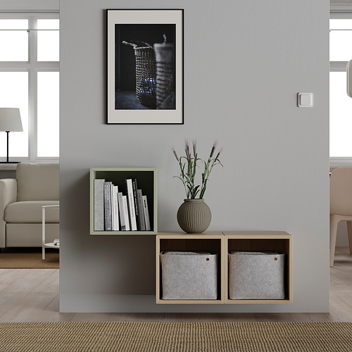 EKET - 上牆式收納櫃組合, 淺綠色/染白橡木紋 | IKEA 線上購物 - PE840067_S4