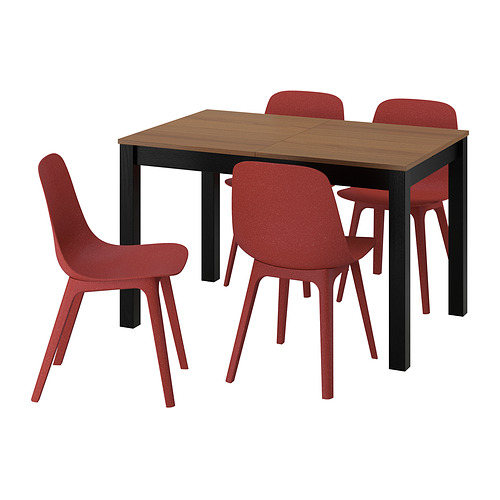 ÅLHULT/ODGER - table and 4 chairs, black/brown/red, 120/170x80 cm | IKEA Taiwan Online - PE985042_S4