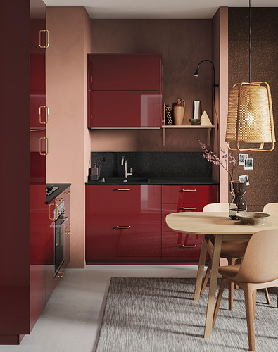 METOD - wall cabinet horizontal w push-open, white Kallarp/high-gloss dark red-brown | IKEA Taiwan Online - PH174619_S4