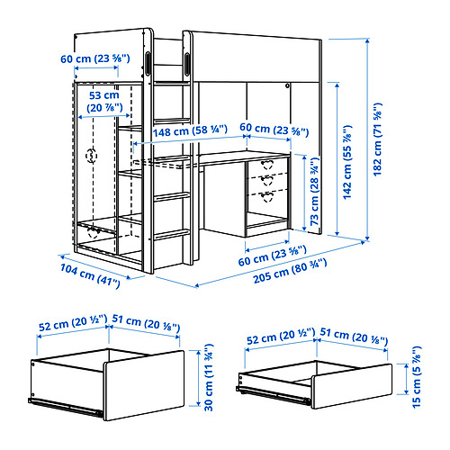 SMÅSTAD loft bed