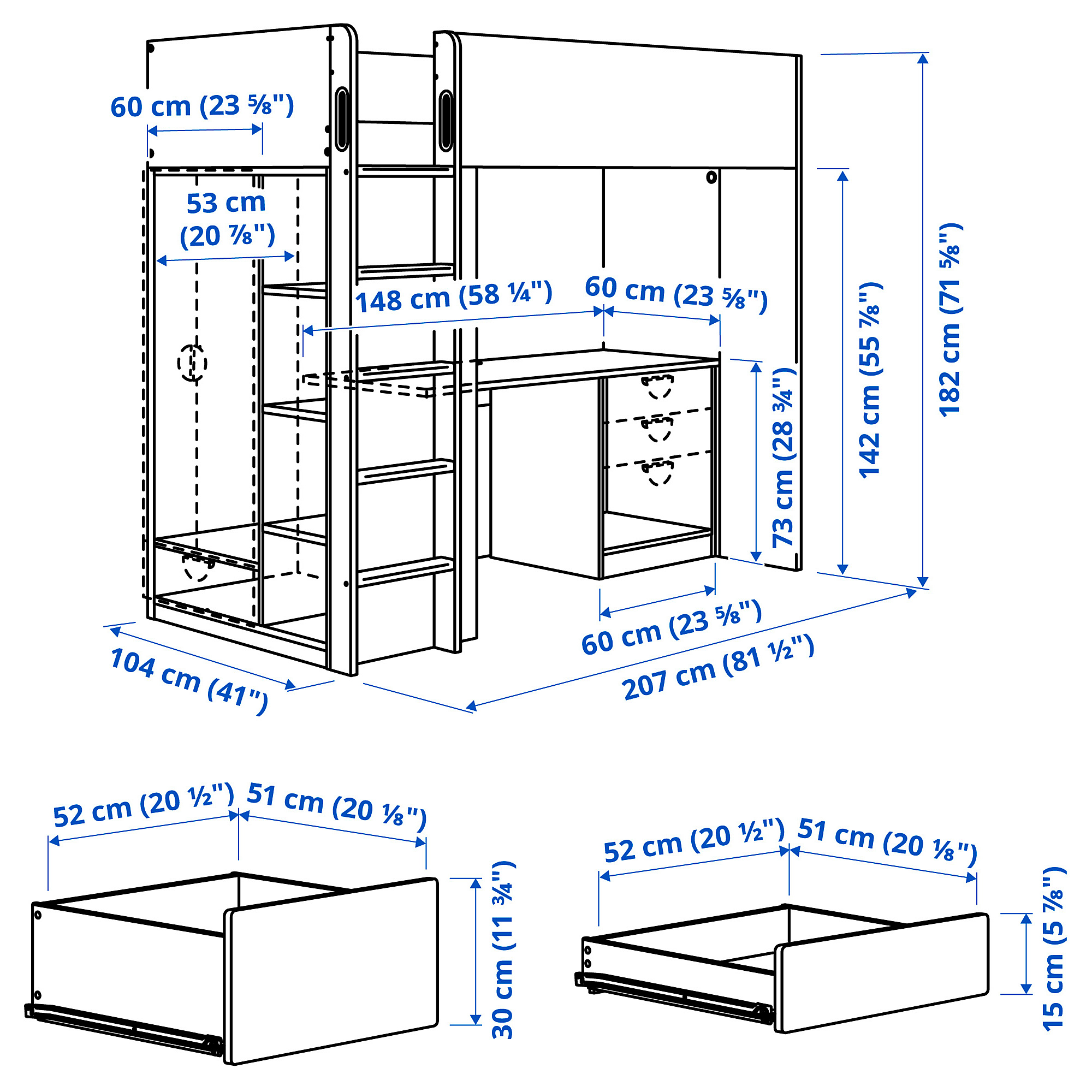 SMÅSTAD loft bed