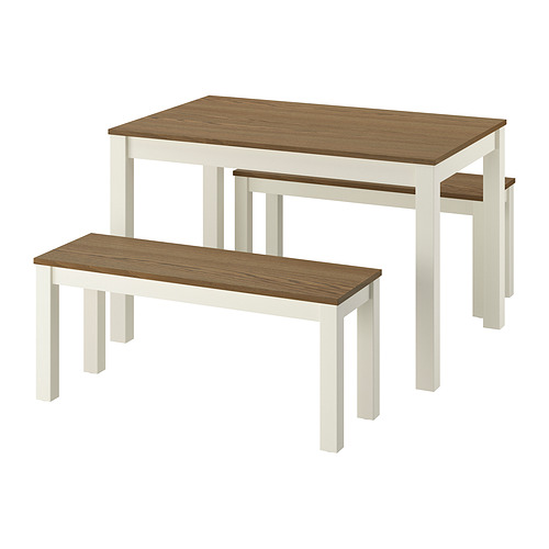 ÅLHULT/ÅLHULT - 桌子及2張長凳，米色/棕色/米色/棕色，120x80 公分 | IKEA 線上購物 - PE985046_S4
