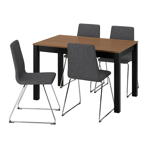 ÅLHULT/LILLÅNÄS - 餐桌附4張餐椅, 黑/棕色/Gunnared深灰色 鍍鉻, 120x80 公分 | IKEA 線上購物 - PE985058_S4