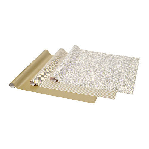 VINTERFINT - gift wrap roll, mixed patterns gold-colour, 3x0.7 m/2.10 m² | IKEA Taiwan Online - PE985229_S4