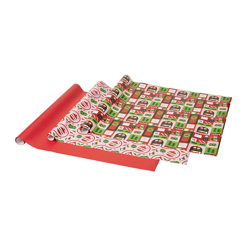 VINTERFINT - gift wrap roll, mixed patterns red/pink, 3x0.7 m/2.10 m² | IKEA Taiwan Online - PE985231_S4
