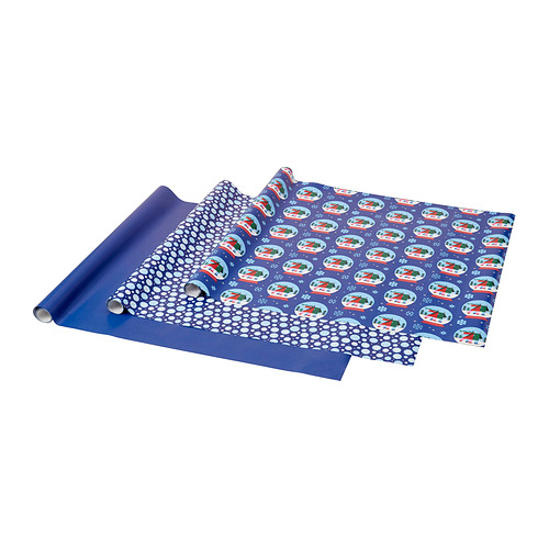 VINTERFINT - gift wrap roll, mixed patterns blue, 3x0.7 m/2.10 m² | IKEA Taiwan Online - PE985233_S4
