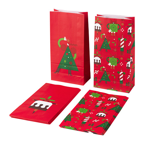 VINTERFINT - paper bag, mixed patterns red, 12x24 cm | IKEA Taiwan Online - PE985249_S4
