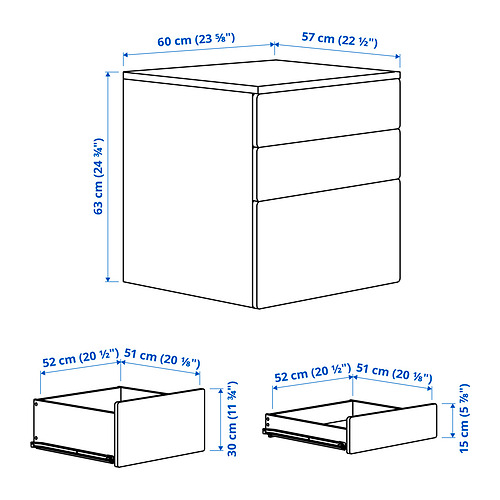 SMÅSTAD/PLATSA chest of 3 drawers