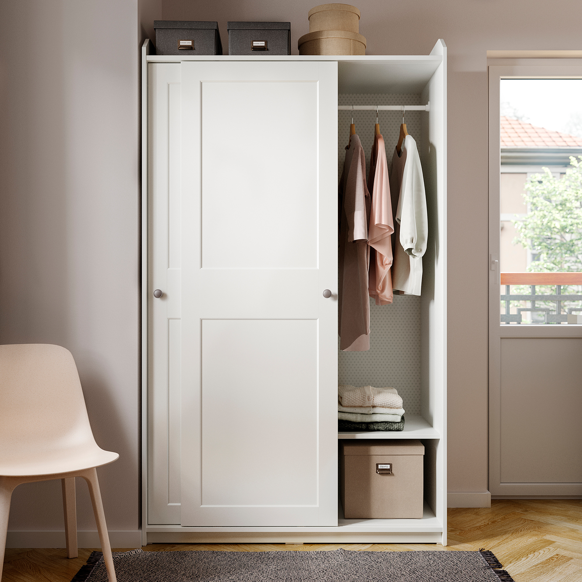 HAUGA wardrobe with sliding doors