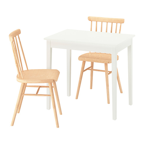 NÄSINGE/HÖGVED - 一桌二椅, 白色/實木貼皮, 樺木, 80x60 公分 | IKEA 線上購物 - PE985325_S4