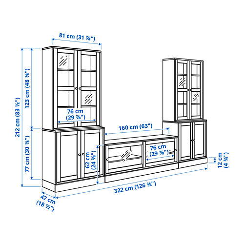 HAVSTA TV storage combination/glass doors