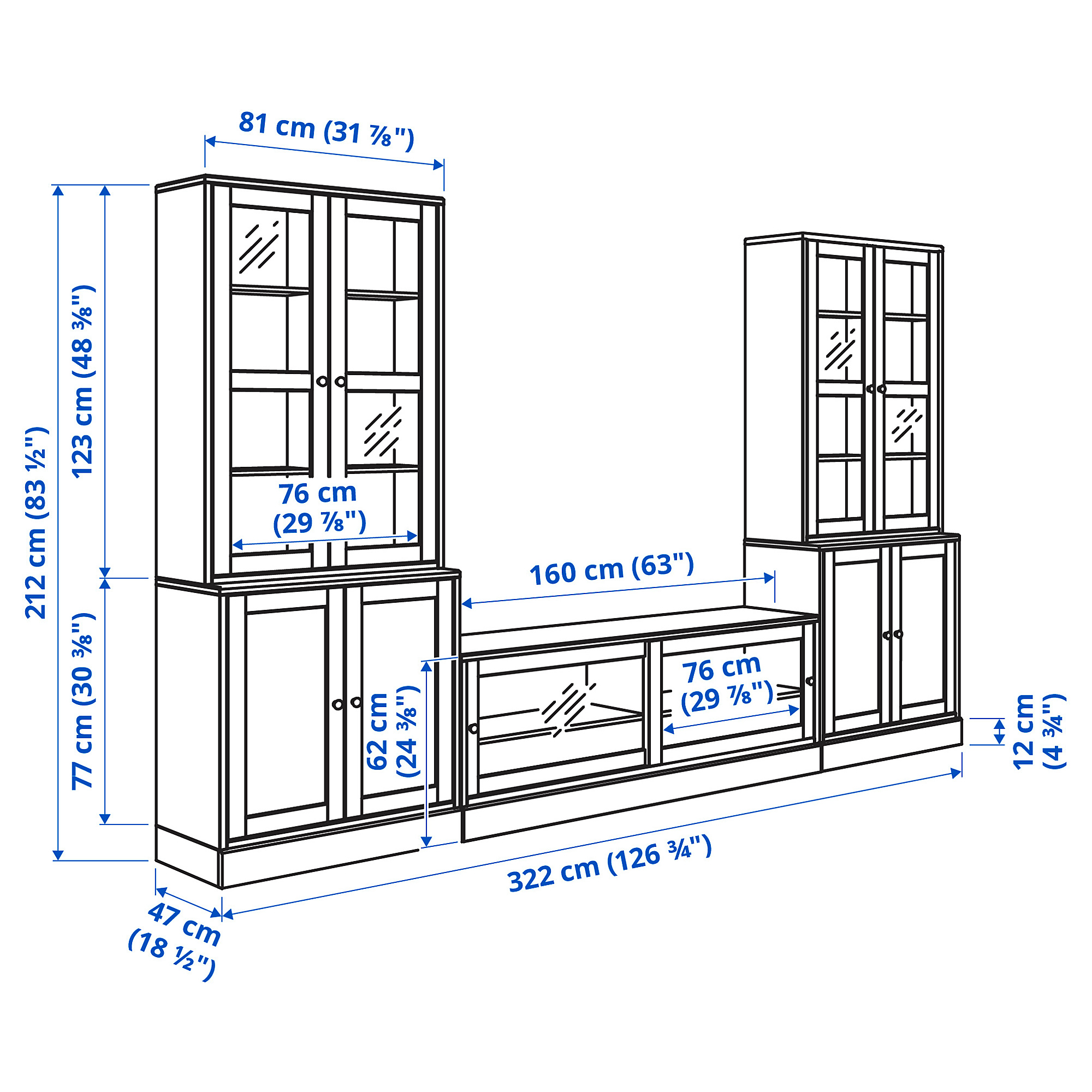 HAVSTA TV storage combination/glass doors