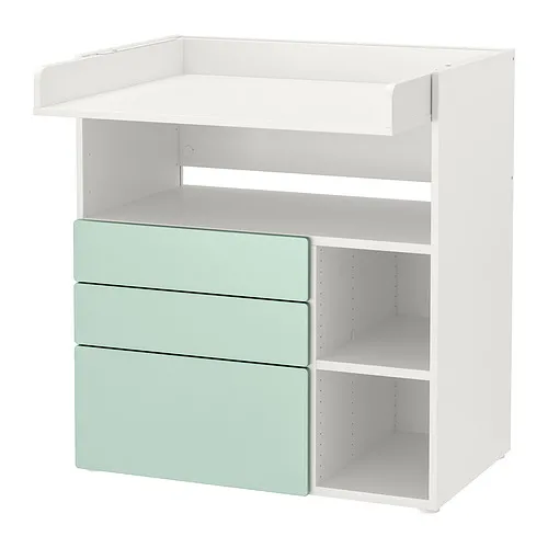 SMÅSTAD - 嬰兒尿布更換桌, 白色 淺綠色/附3個抽屜, 90x79x100 公分 | IKEA 線上購物 - PE918981_S4