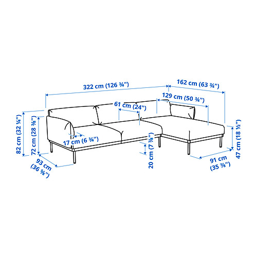 ÄPPLARYD 4-seat sofa with chaise longue