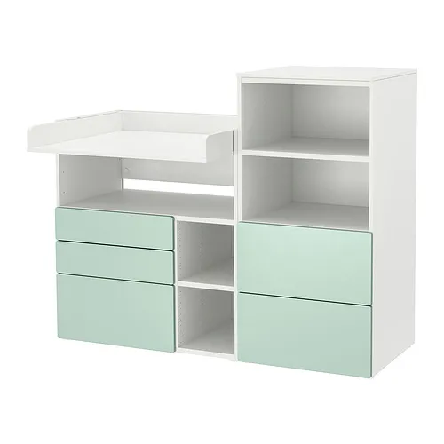 SMÅSTAD/PLATSA - 嬰兒尿布更換桌, 白色 淺綠色/附書櫃, 150x79x123 公分 | IKEA 線上購物 - PE919168_S4