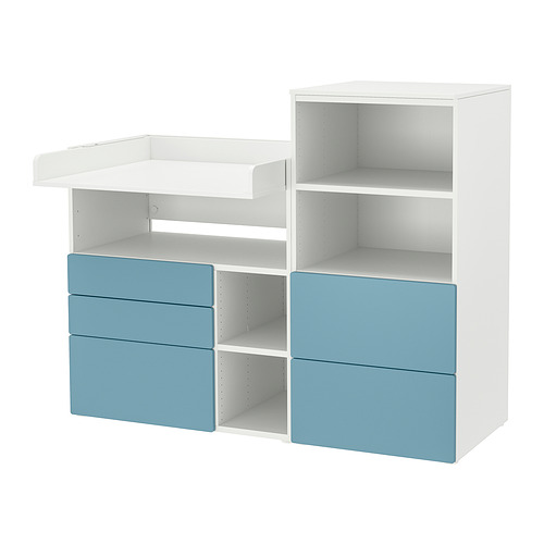 SMÅSTAD/PLATSA - changing table, white blue/with bookcase, 150x79x123 cm | IKEA Taiwan Online - PE919169_S4