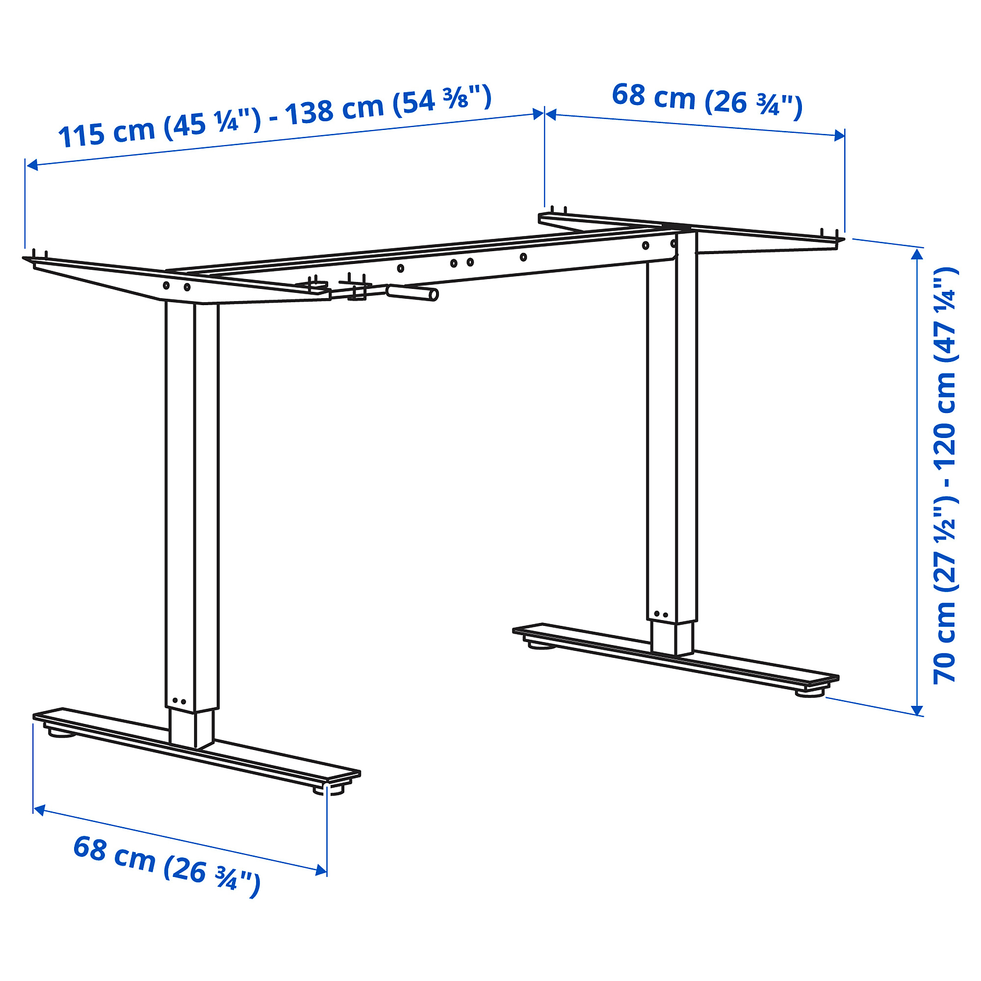 TROTTEN underframe sit/stand f table top