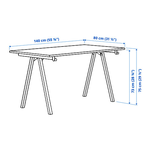 TROTTEN - 書桌/工作桌, 白色/碳黑色 | IKEA 線上購物 - PE840603_S4
