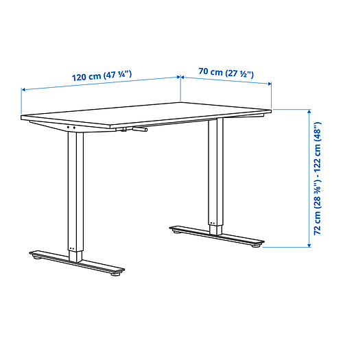 TROTTEN - 升降式工作桌, 米色/碳黑色 | IKEA 線上購物 - PE840622_S4