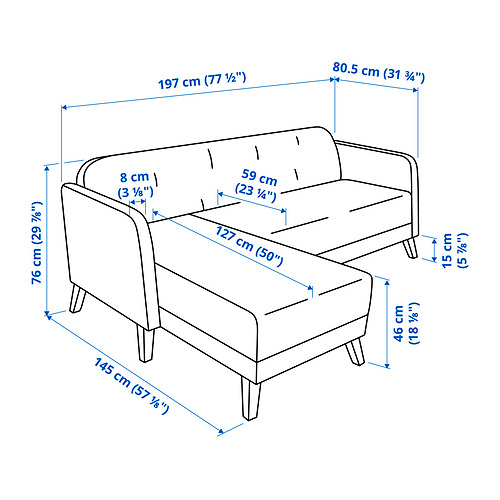 LINANÄS - 3-seat sofa, with chaise longue/Vissle beige | IKEA Taiwan Online - PE840628_S4