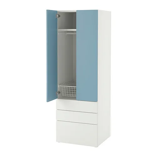 SMÅSTAD/PLATSA - 衣櫃/衣櫥, 白色 藍色/附3個抽屜, 60x57x181 公分 | IKEA 線上購物 - PE919263_S4