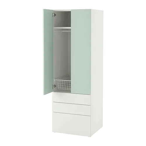 SMÅSTAD/PLATSA - 衣櫃/衣櫥, 白色 淺綠色/附3個抽屜, 60x57x181 公分 | IKEA 線上購物 - PE919261_S4