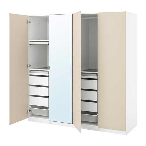 PAX/REINSVOLL/ÅHEIM - 衣櫃/衣櫥組合, 白色/灰米色 鏡面, 200x60x201 公分 | IKEA 線上購物 - PE778678_S4