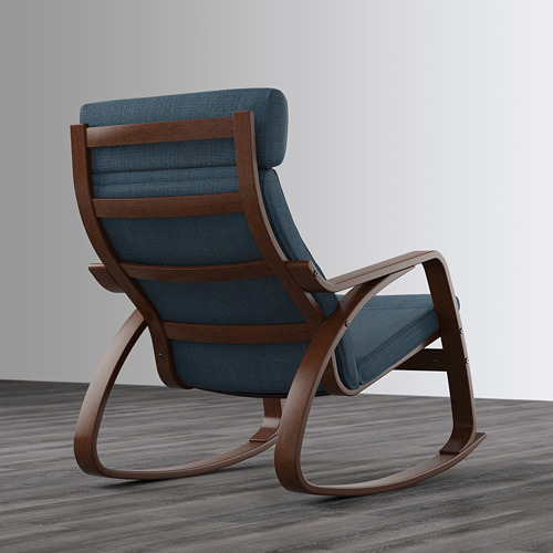 POÄNG - rocking-chair, brown/Hillared dark blue | IKEA Taiwan Online - PE629345_S4