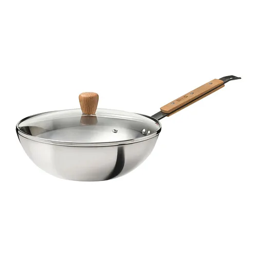 VARDAGEN - wok with lid, glass/carbon steel beech, 28 cm | IKEA Taiwan Online - PE985689_S4