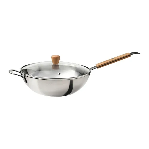 VARDAGEN - wok with lid, glass/carbon steel beech, 32 cm | IKEA Taiwan Online - PE985693_S4