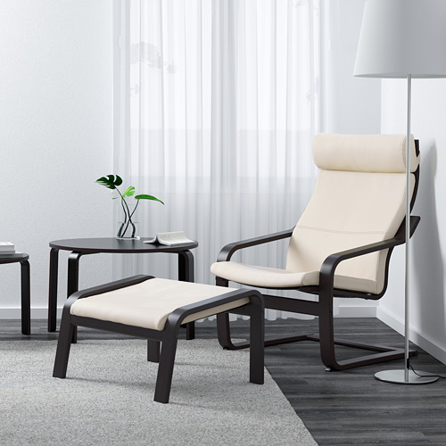 POÄNG - 扶手椅及腳凳, 黑棕色/Glose 米白色 | IKEA 線上購物 - PE601097_S4