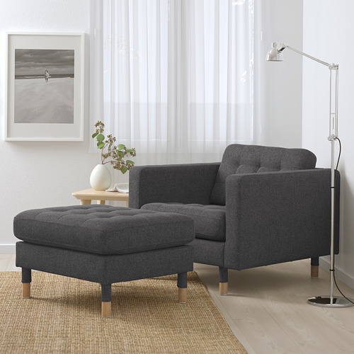 LANDSKRONA - footstool, Gunnared dark grey/wood | IKEA Taiwan Online - PE680128_S4