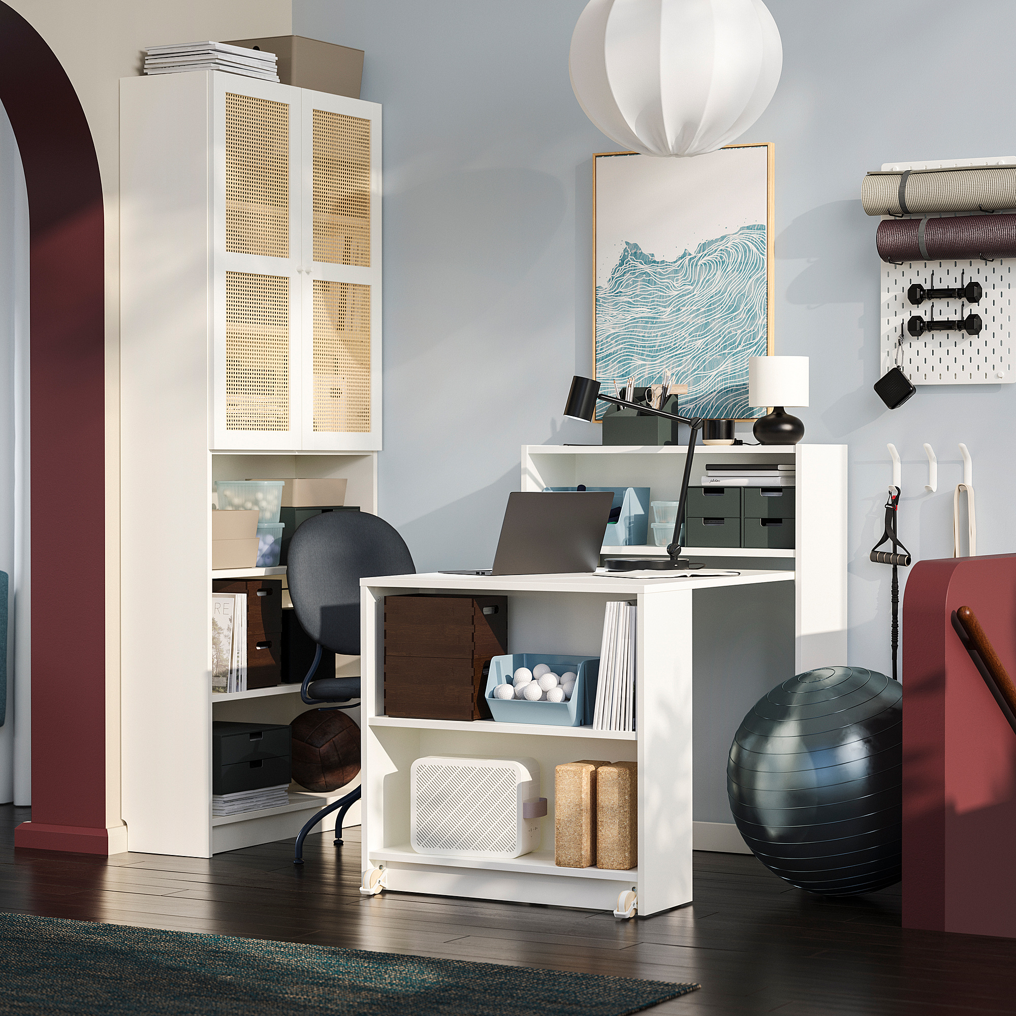 BILLY/HÖGADAL bookcase comb w foldable table