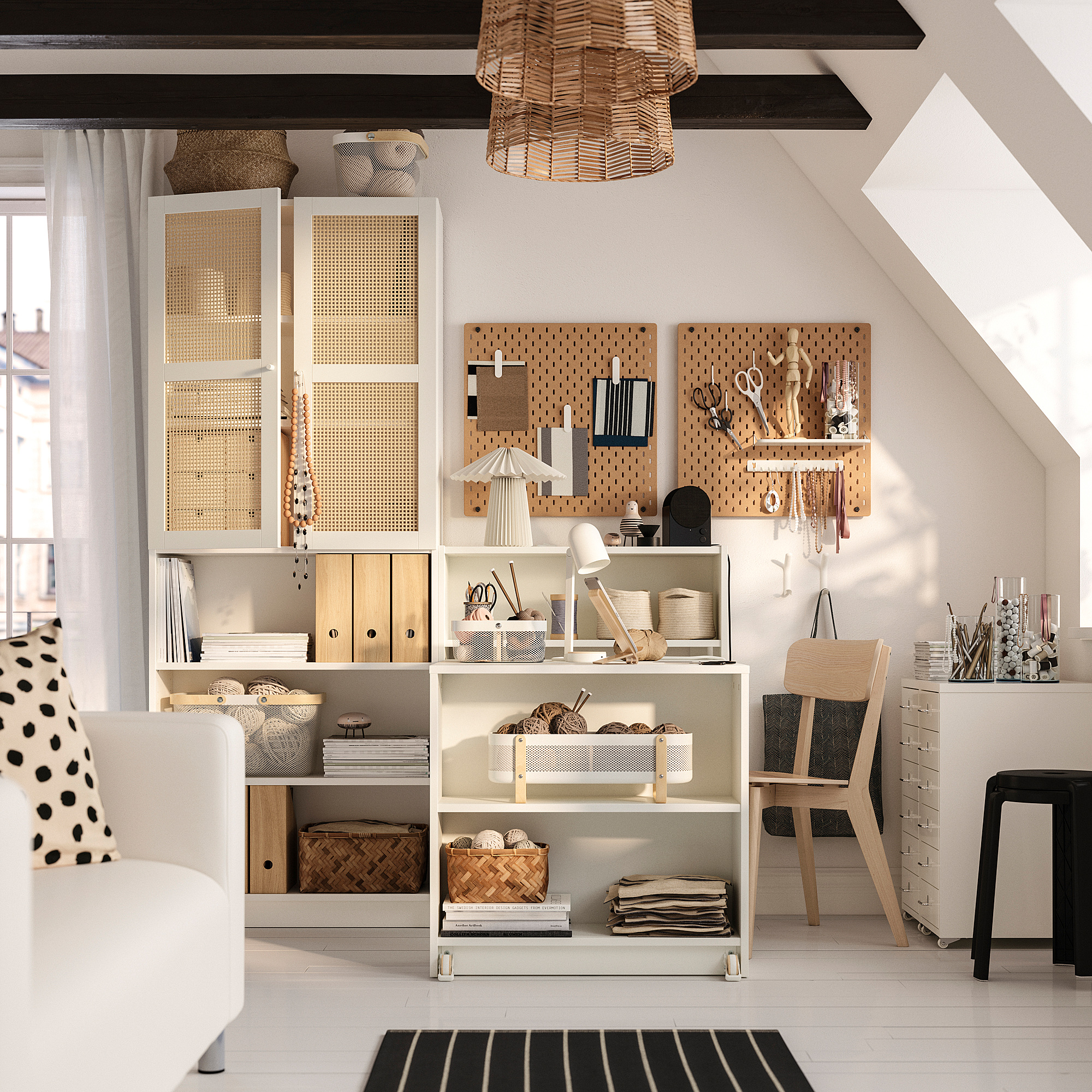 BILLY/HÖGADAL bookcase comb w foldable table