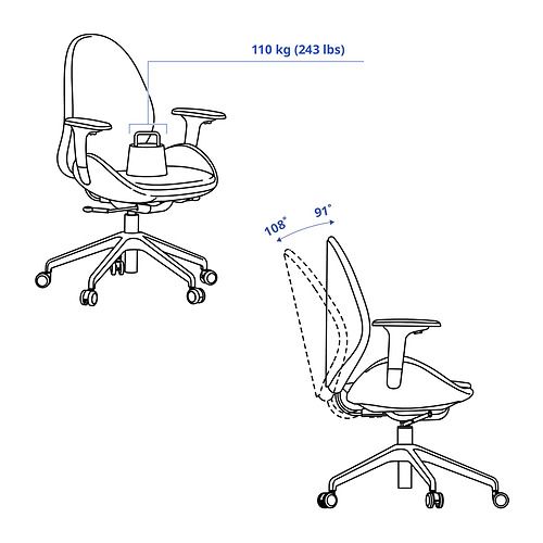 HATTEFJÄLL office chair with armrests