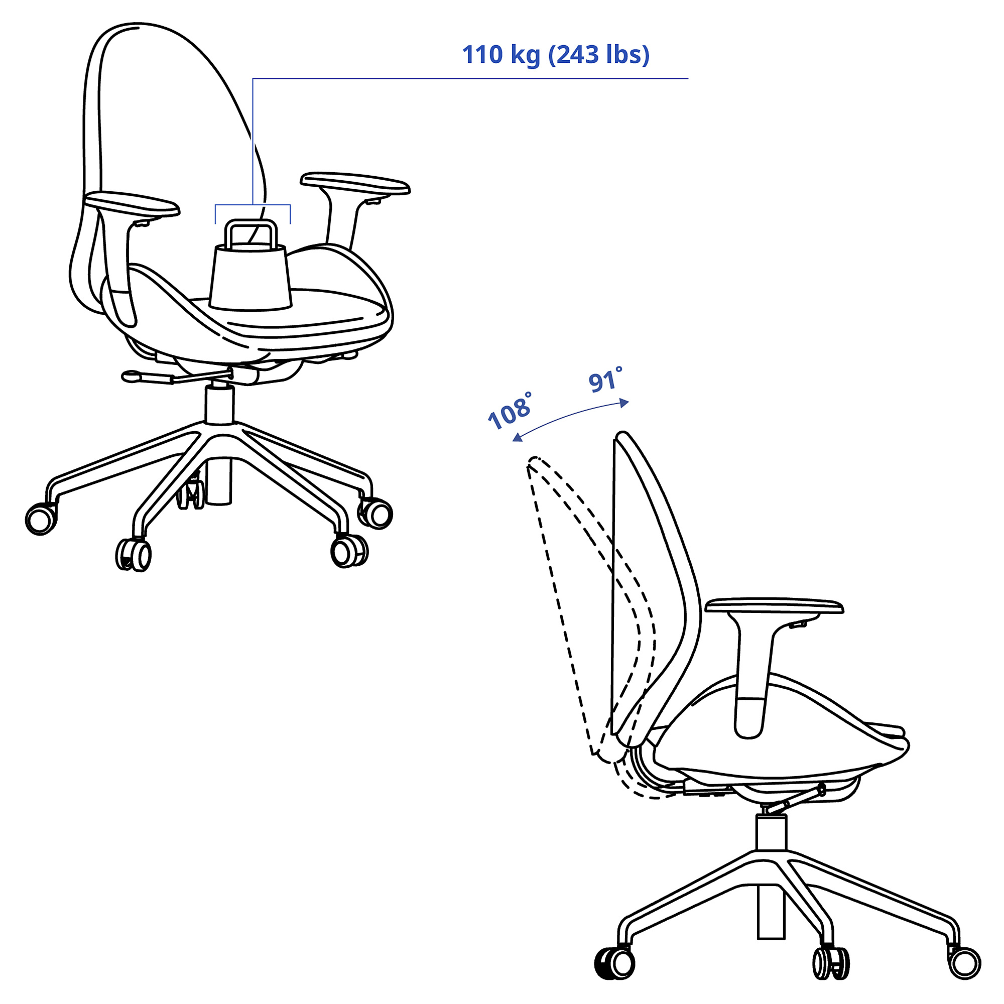 HATTEFJÄLL office chair with armrests