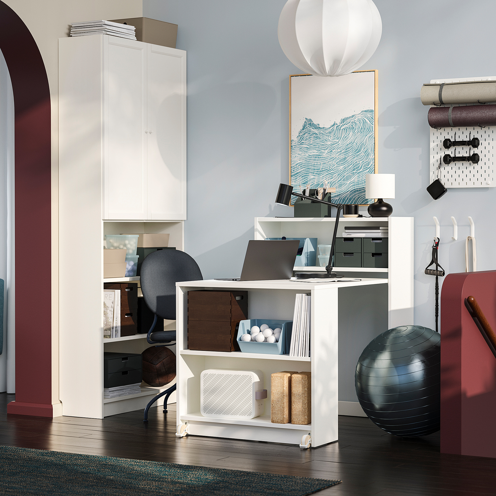 BILLY/OXBERG bookcase comb w foldable table